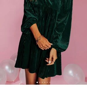 Elegant Green Velvet Dress